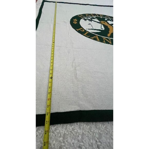 HALIFAX PLANTATION Logo Knits Blanket White Green 67x63 - Picture 5 of 9